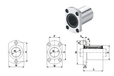 LMH 直线轴承的尺寸图